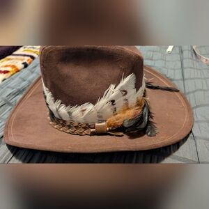 Brown Feathered Hat
